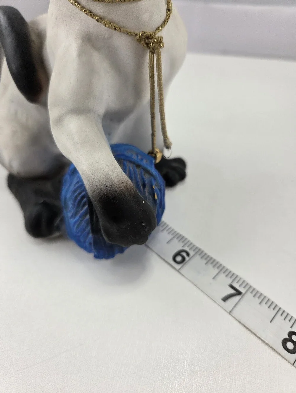 Vintage 1960s/70s Siamese Cat Figural Candle with Yarn Ball & Collar